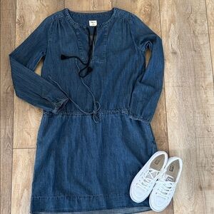 GAP Women’s Dark Blue Denim Tie-Waist Dress